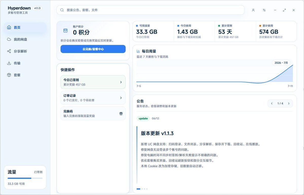 支持百度網盤、誇克、UC 三大網盤網下载軟件，主打高速下载，不想開會員的可以试试。