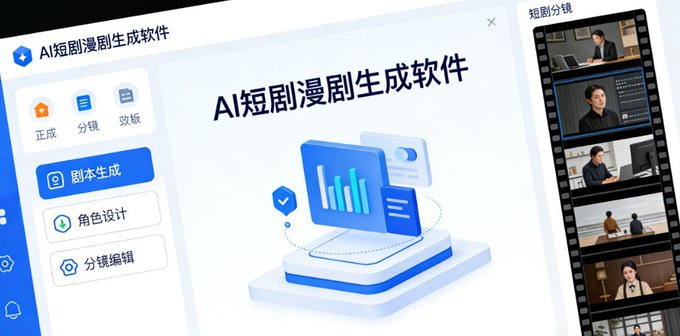 AI短剧漫剧生成软件,自动生成角色场景+分镜+合成视频
