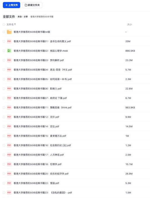 香港大学推荐的50本经典书籍